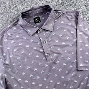 USAG U Suck At Golf XL Polo Shirt Performance Stretch AOP Golf Cart Geometric